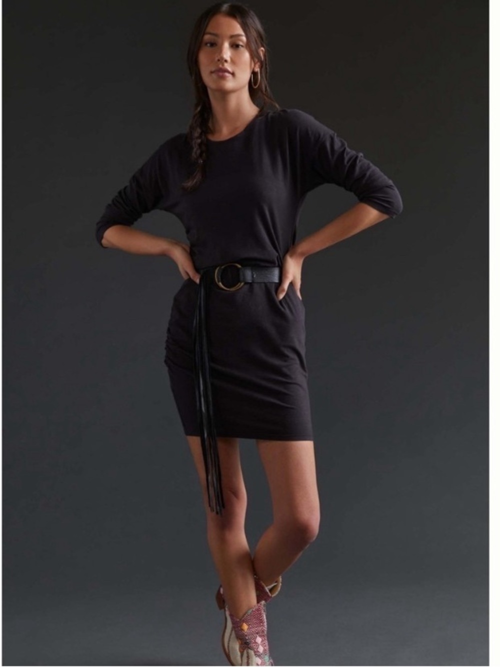 Anthropology Sundry Shirred Dress in Black